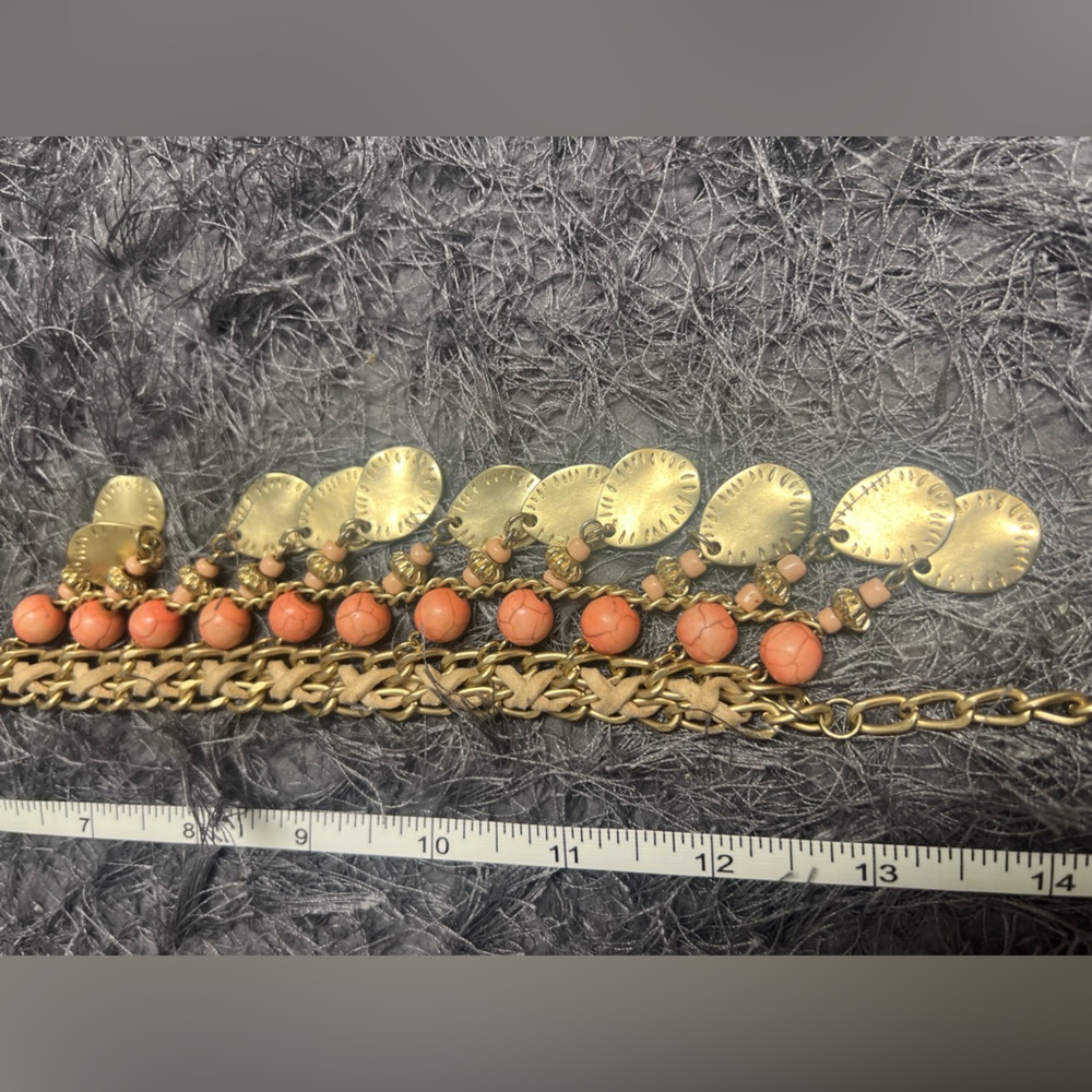 Y2K Coral and Gold Necklace - Picture 14 of 15
